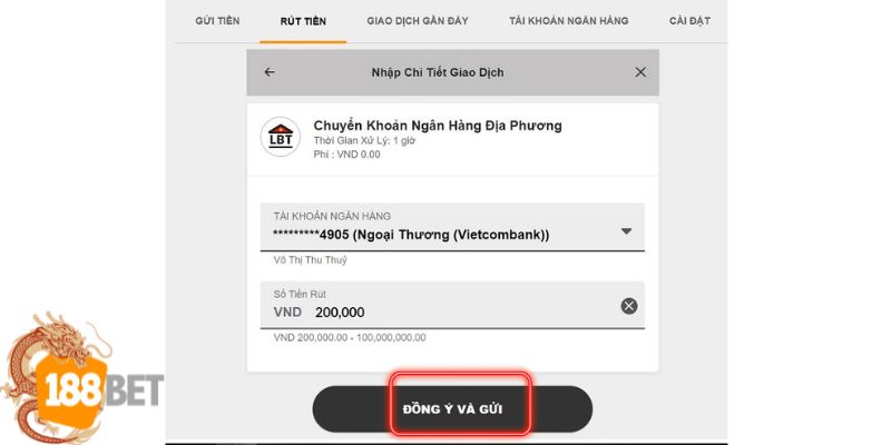 Lưu ý khi rút tiền 188bet 